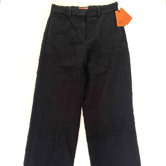 MISSONI Black Chevron Pattern Zip Front Trousers - Size US6 - MSRP $695.00 BNWT - Picture 1 of 7